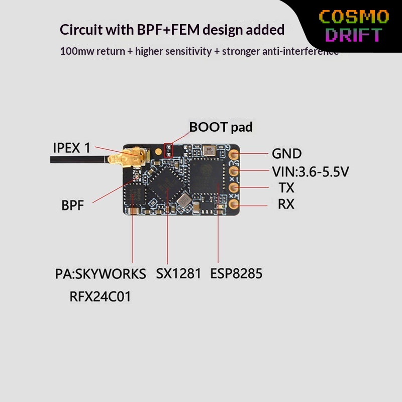 Drone Racing Receiver - Receptor BAYCK Expresslrs Elrs 2.4 Ghz