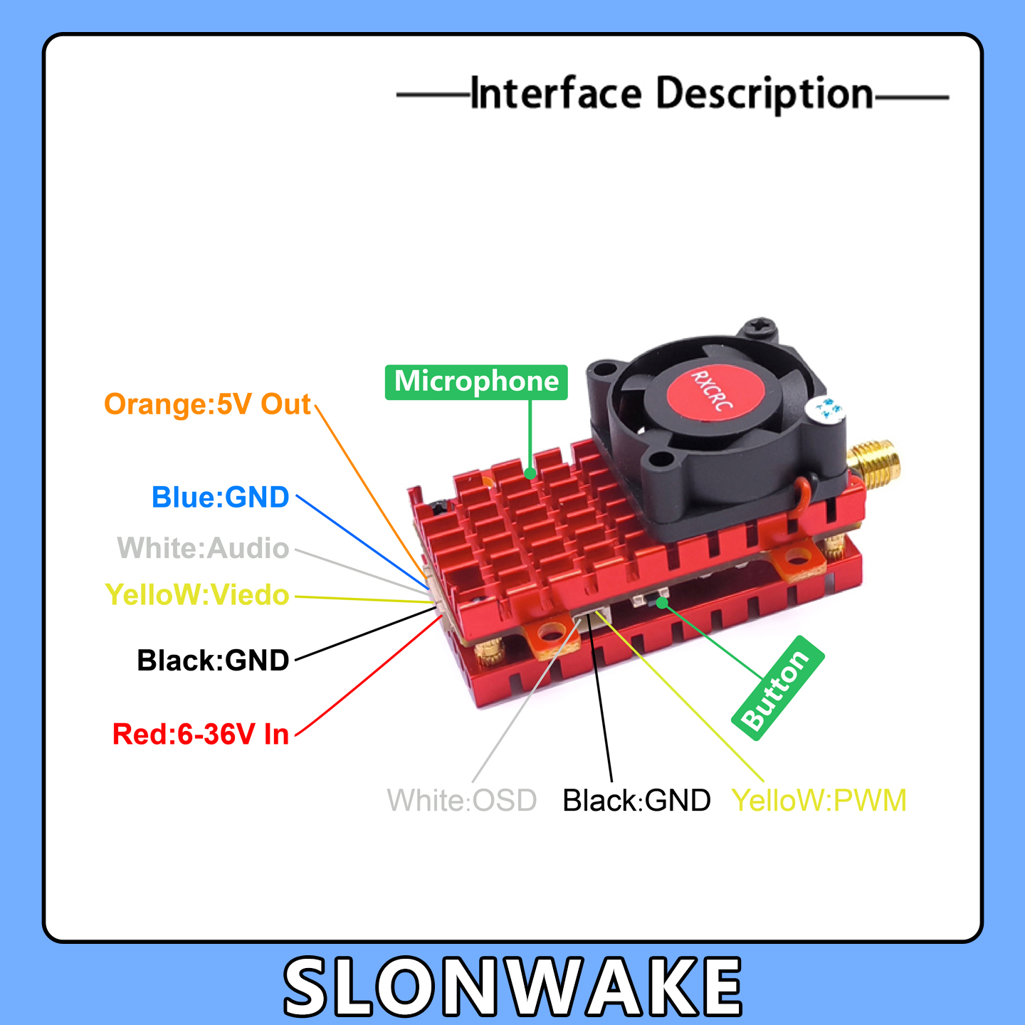 SLONWAKE 5,8G 2W VTX FPV 1800T - Drone Racing Camera reseña y precio